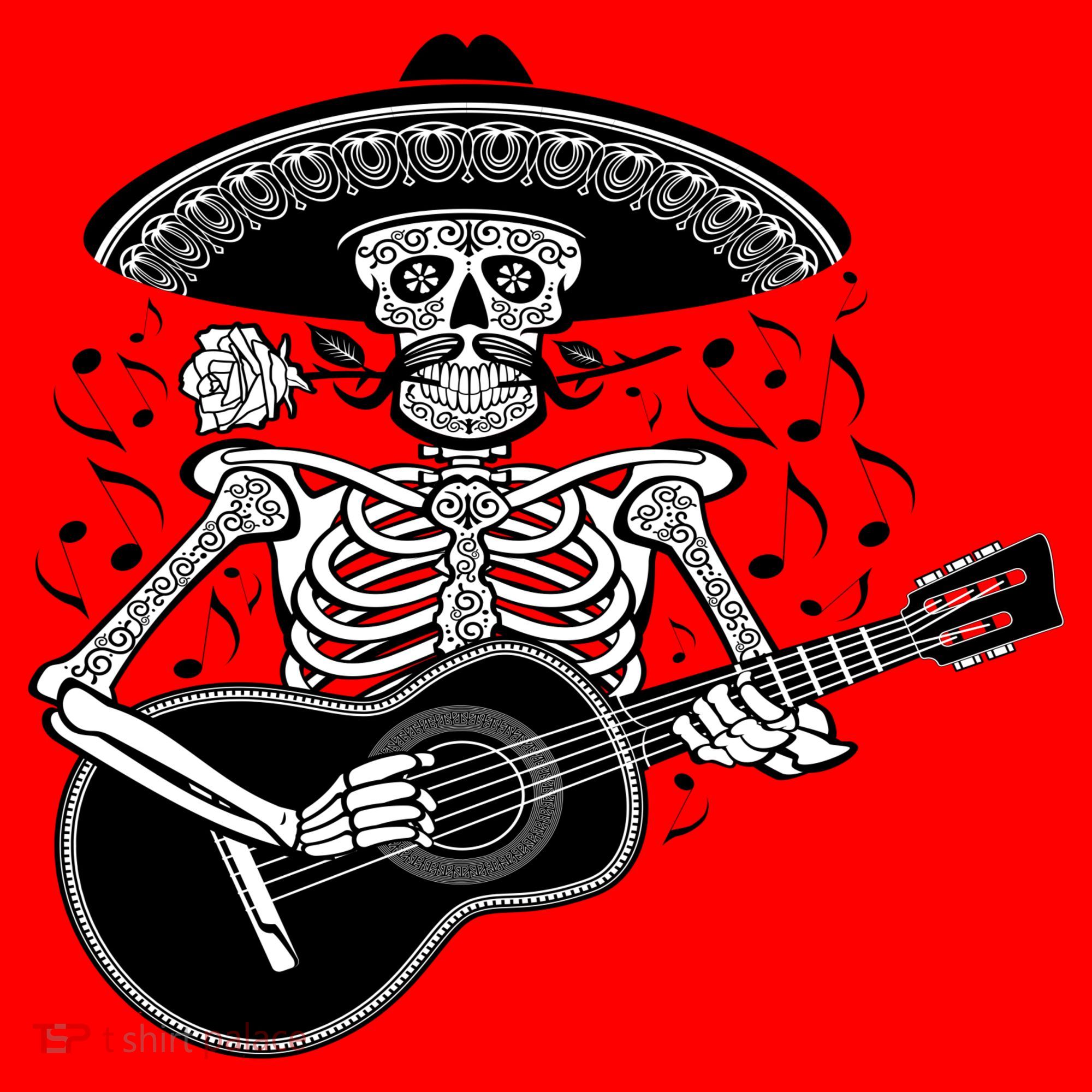 Cinco De Mayo Skeleton Playing the Guitar Santa Hat