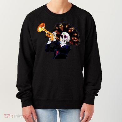 Cinco De Mayo Sugar Skull Playing Trumpet Women's Sweatshirt