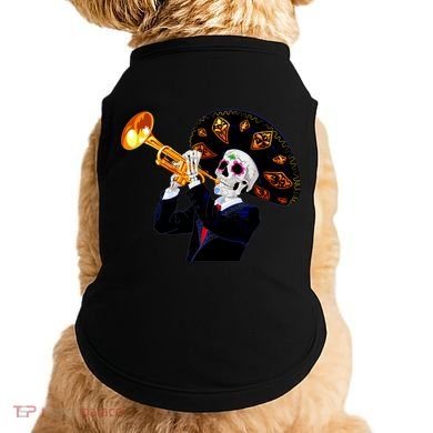 Cinco De Mayo Sugar Skull Playing Trumpet Doggie Tank