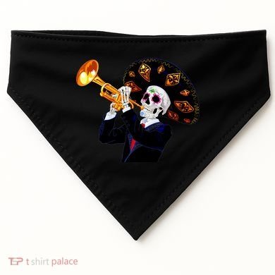 Cinco De Mayo Sugar Skull Playing Trumpet USA-Made Doggie Bandana
