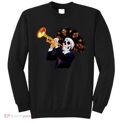 Cinco De Mayo Sugar Skull Playing Trumpet Sweatshirt