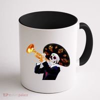 Cinco De Mayo Sugar Skull Playing Trumpet Coffee Mug thumb 1