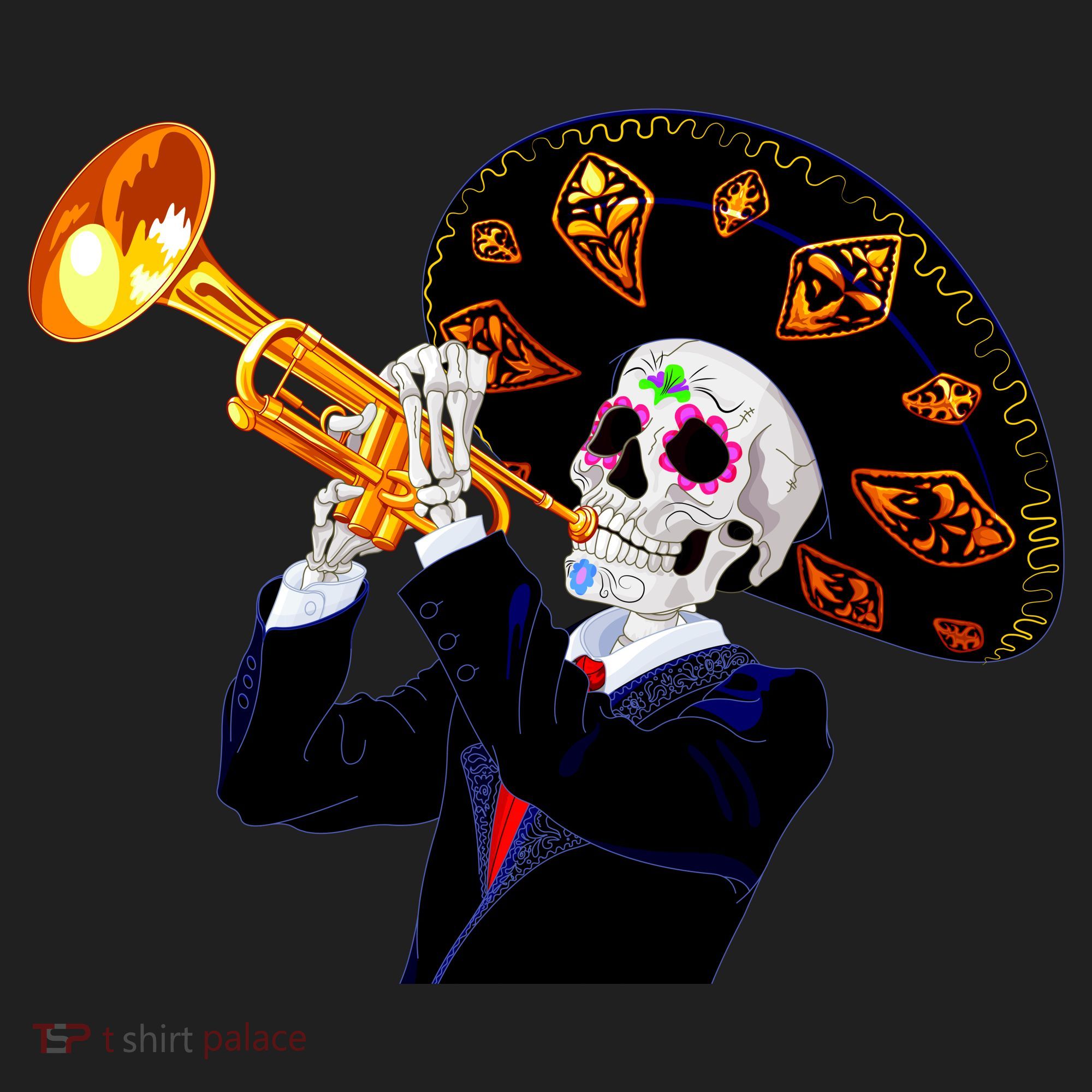Cinco De Mayo Sugar Skull Playing Trumpet Tumbler