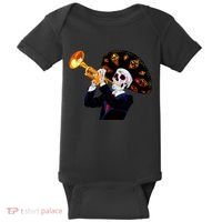 Cinco De Mayo Sugar Skull Playing Trumpet Baby Bodysuit thumb 0
