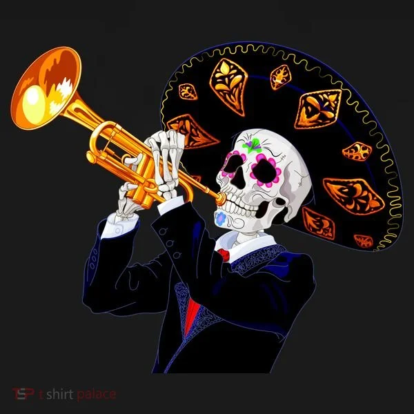 Cinco De Mayo Sugar Skull Playing Trumpet Toddler Hoodie