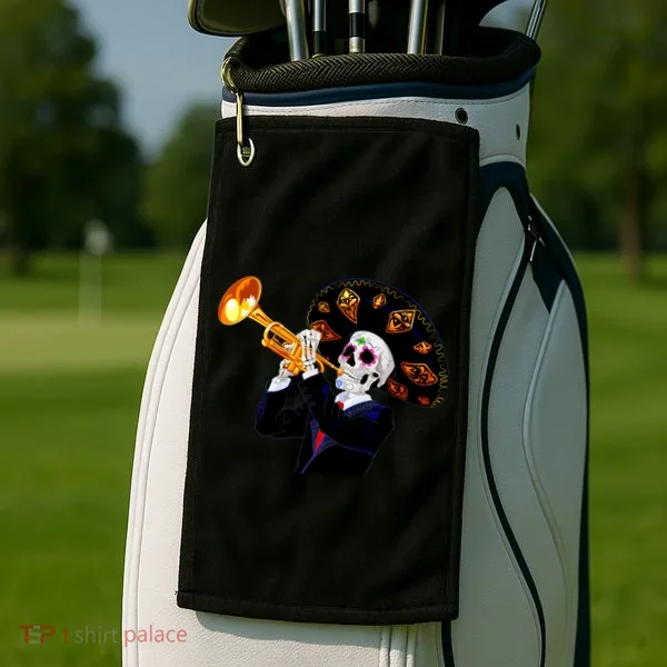 Cinco De Mayo Sugar Skull Playing Trumpet Golf Towel