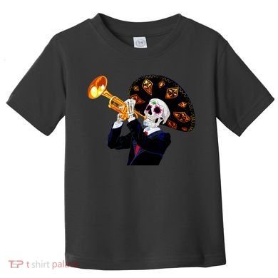 Cinco De Mayo Sugar Skull Playing Trumpet Toddler T-Shirt