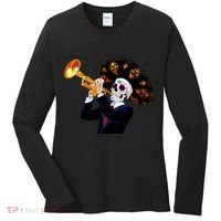 Cinco De Mayo Sugar Skull Playing Trumpet Women's Long Sleeve Shirt thumb 0