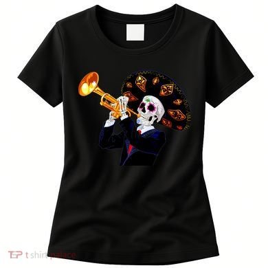 Cinco De Mayo Sugar Skull Playing Trumpet Women's T-Shirt