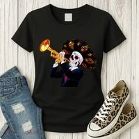 Cinco De Mayo Sugar Skull Playing Trumpet Women's T-Shirt thumb 3