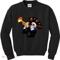 Cinco De Mayo Sugar Skull Playing Trumpet Kids Sweatshirt thumb 0