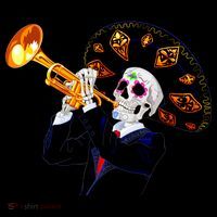 Cinco De Mayo Sugar Skull Playing Trumpet Kids Hoodie thumb 5