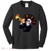 Cinco De Mayo Sugar Skull Playing Trumpet Kids Long Sleeve Shirt thumb 0