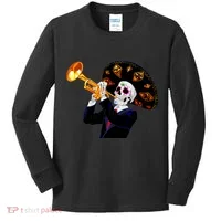 Cinco De Mayo Sugar Skull Playing Trumpet Kids Long Sleeve Shirt thumb 0