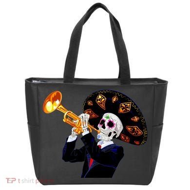 Cinco De Mayo Sugar Skull Playing Trumpet Tote Bag
