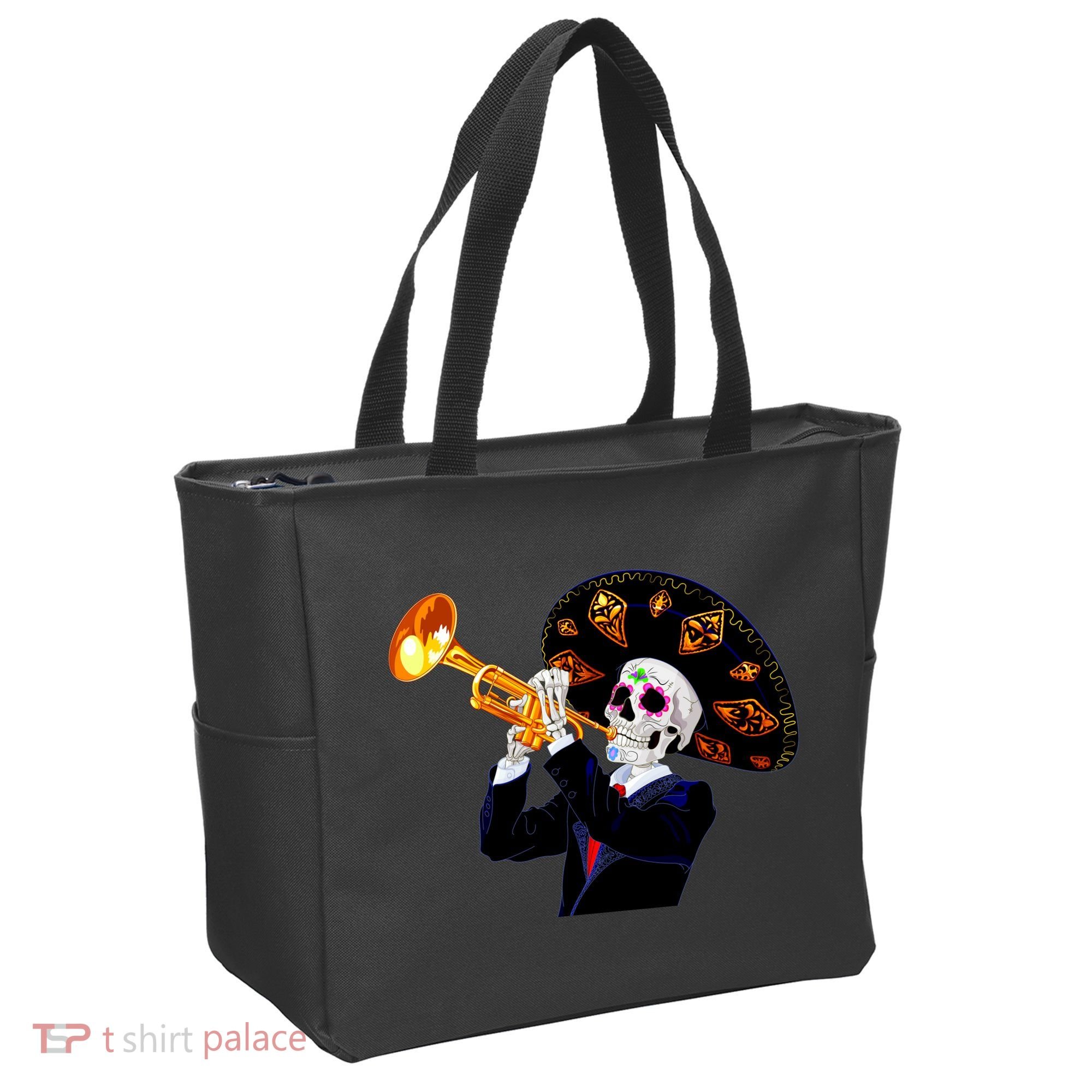 Cinco De Mayo Sugar Skull Playing Trumpet Tote Bag
