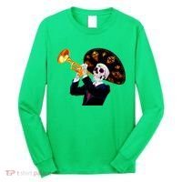 Cinco De Mayo Sugar Skull Playing Trumpet Long Sleeve Shirt thumb 0