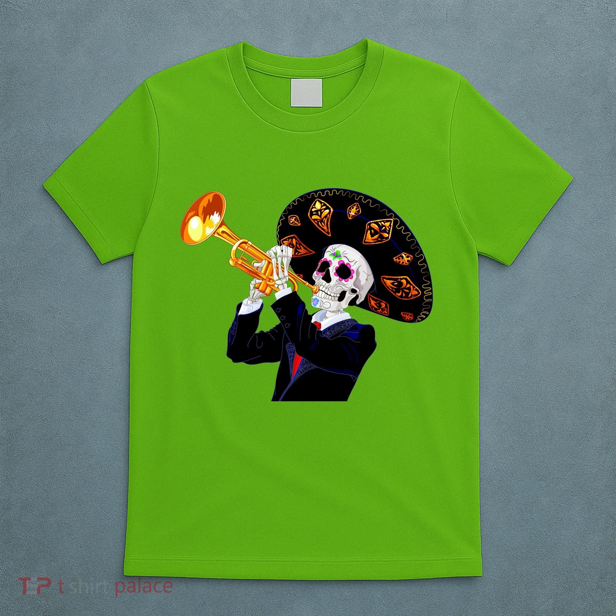 Cinco De Mayo Sugar Skull Playing Trumpet T-Shirt
