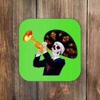 Cinco De Mayo Sugar Skull Playing Trumpet Coaster thumb 0
