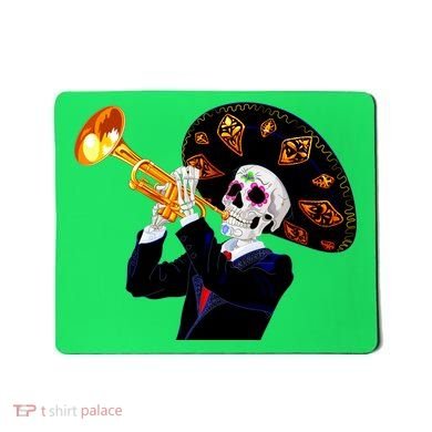 Cinco De Mayo Sugar Skull Playing Trumpet Mousepad