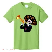 Cinco De Mayo Sugar Skull Playing Trumpet Kids T-Shirt thumb 0