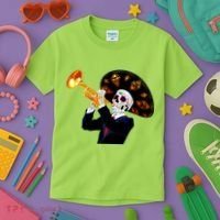 Cinco De Mayo Sugar Skull Playing Trumpet Kids T-Shirt thumb 3