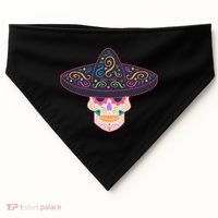 Cinco De Mayo Sugar Skull Sombrero USA-Made Doggie Bandana thumb 0
