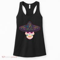 Cinco De Mayo Sugar Skull Sombrero Women's Tank Top thumb 0