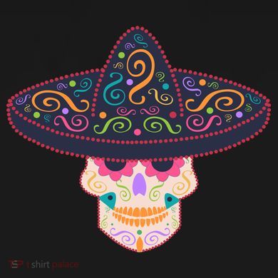 Cinco De Mayo Sugar Skull Sombrero Cropped Pullover Crew