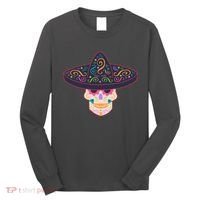 Cinco De Mayo Sugar Skull Sombrero Long Sleeve Shirt thumb 0