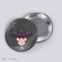 Cinco De Mayo Sugar Skull Sombrero Button thumb 0