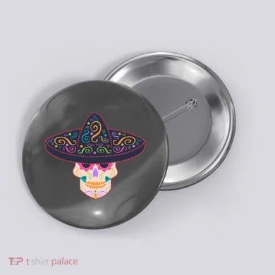 Cinco De Mayo Sugar Skull Sombrero Button