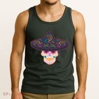 Cinco De Mayo Sugar Skull Sombrero Tank Top thumb 3