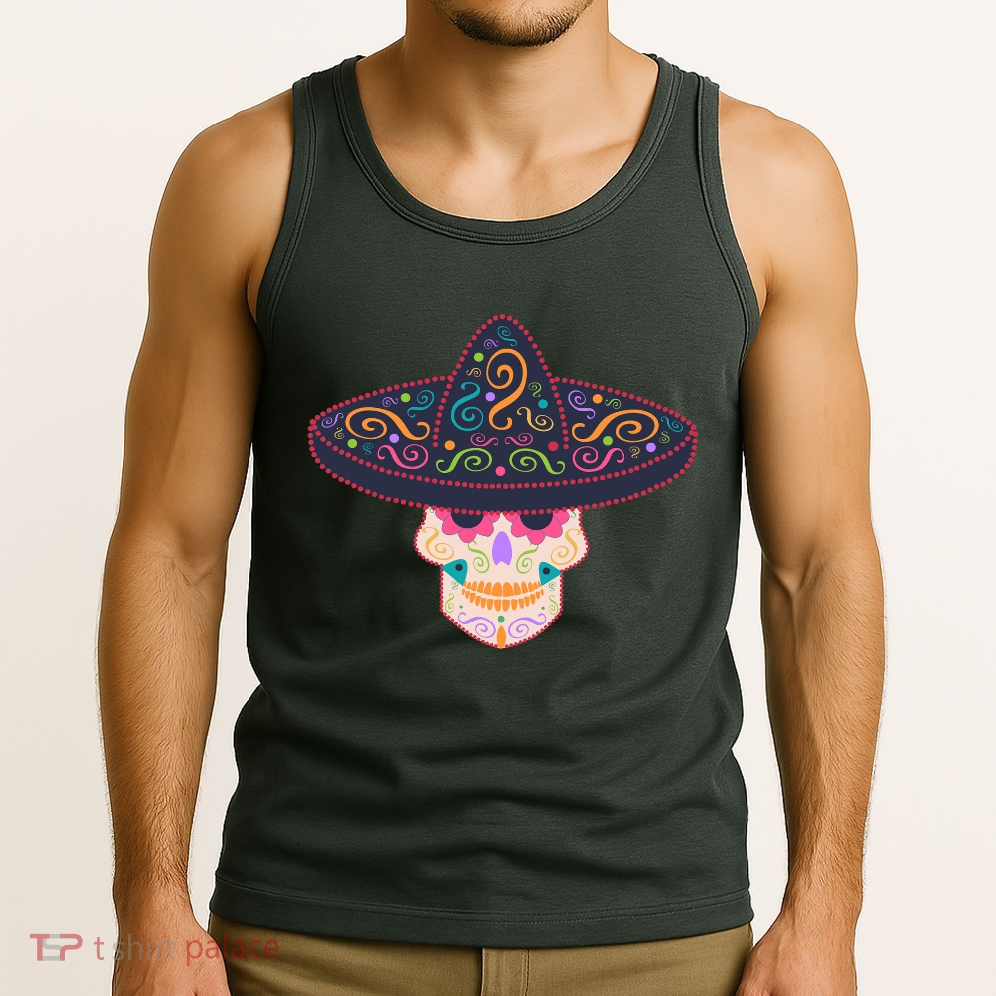 Cinco De Mayo Sugar Skull Sombrero Tank Top