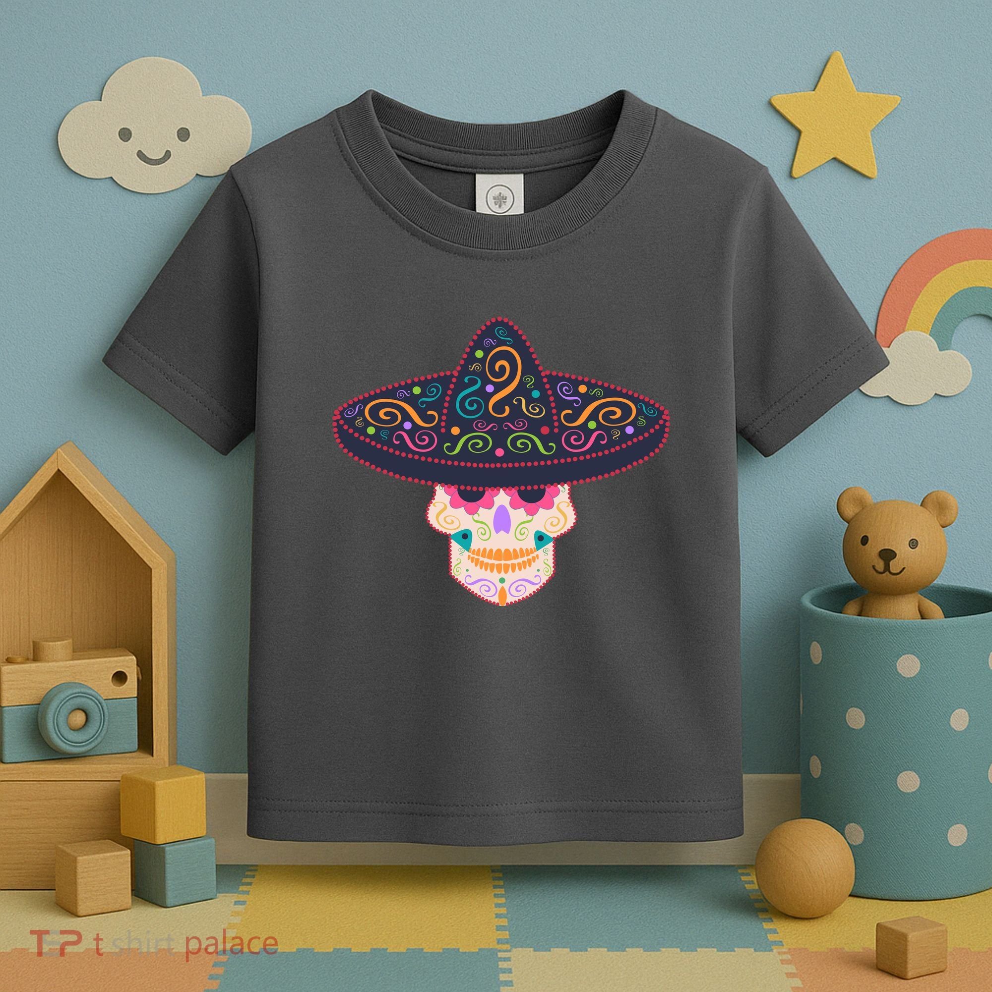 Cinco De Mayo Sugar Skull Sombrero Toddler T-Shirt