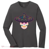 Cinco De Mayo Sugar Skull Sombrero Women's Long Sleeve Shirt thumb 0