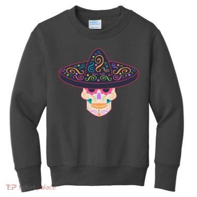 Cinco De Mayo Sugar Skull Sombrero Kids Sweatshirt