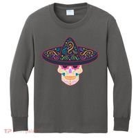 Cinco De Mayo Sugar Skull Sombrero Kids Long Sleeve Shirt thumb 0