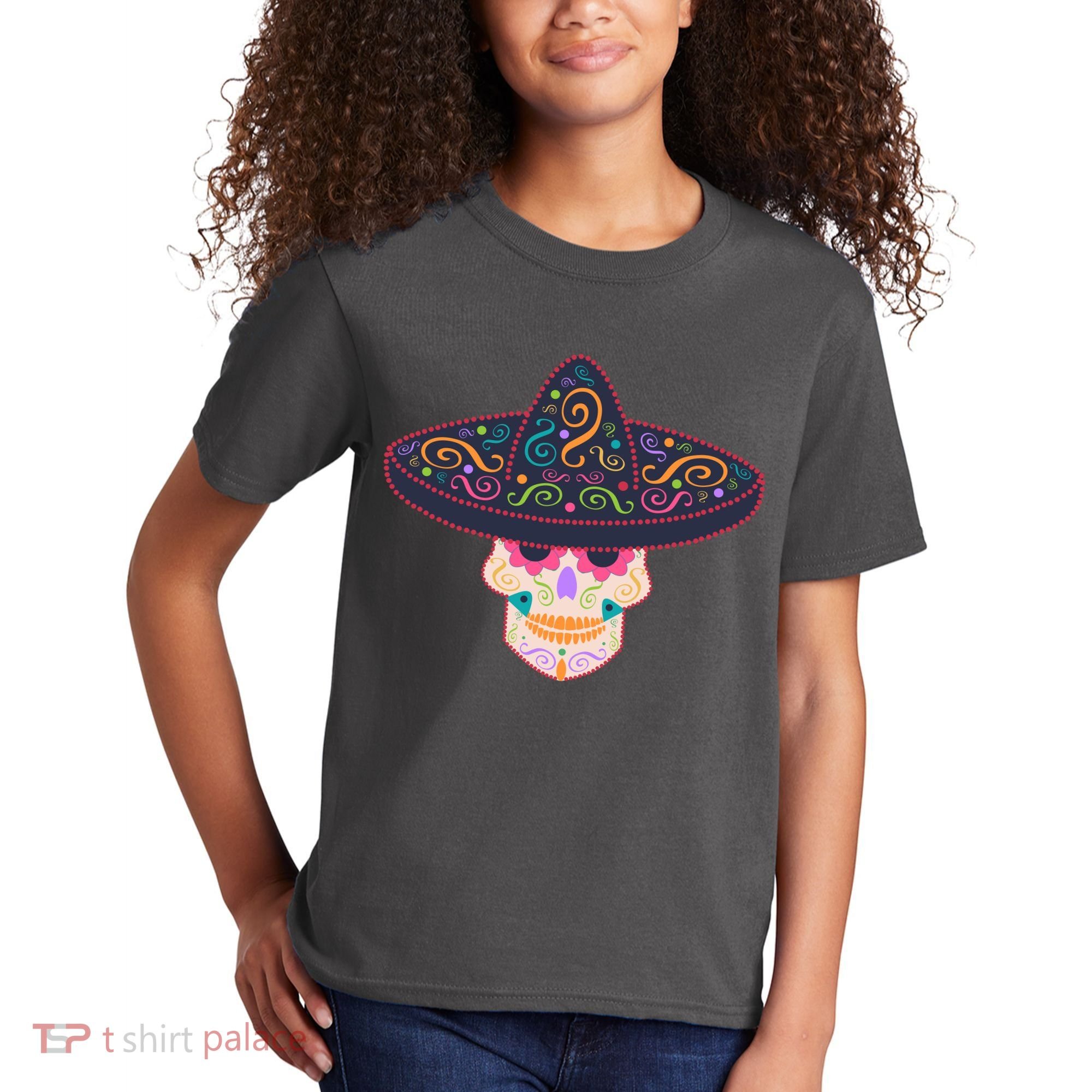 Cinco De Mayo Sugar Skull Sombrero Kids T-Shirt