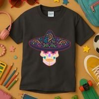 Cinco De Mayo Sugar Skull Sombrero Kids T-Shirt thumb 3