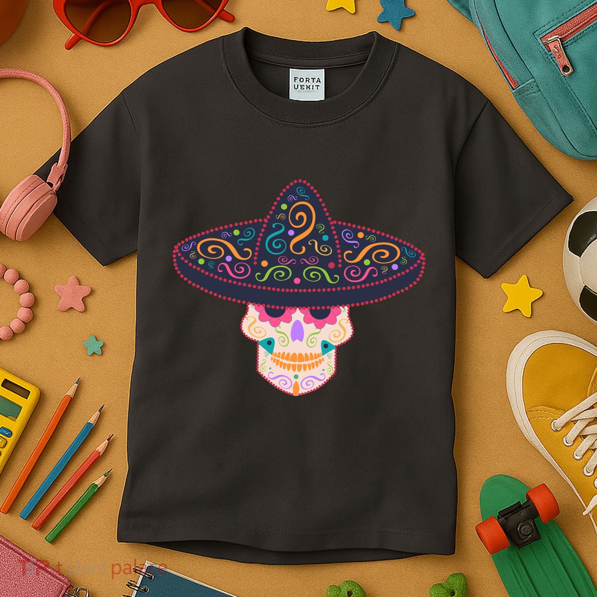 Cinco De Mayo Sugar Skull Sombrero Kids T-Shirt
