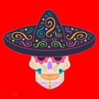 Cinco De Mayo Sugar Skull Sombrero Santa Hat thumb 1