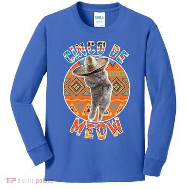 Cinco De Meow Kids Long Sleeve Shirt