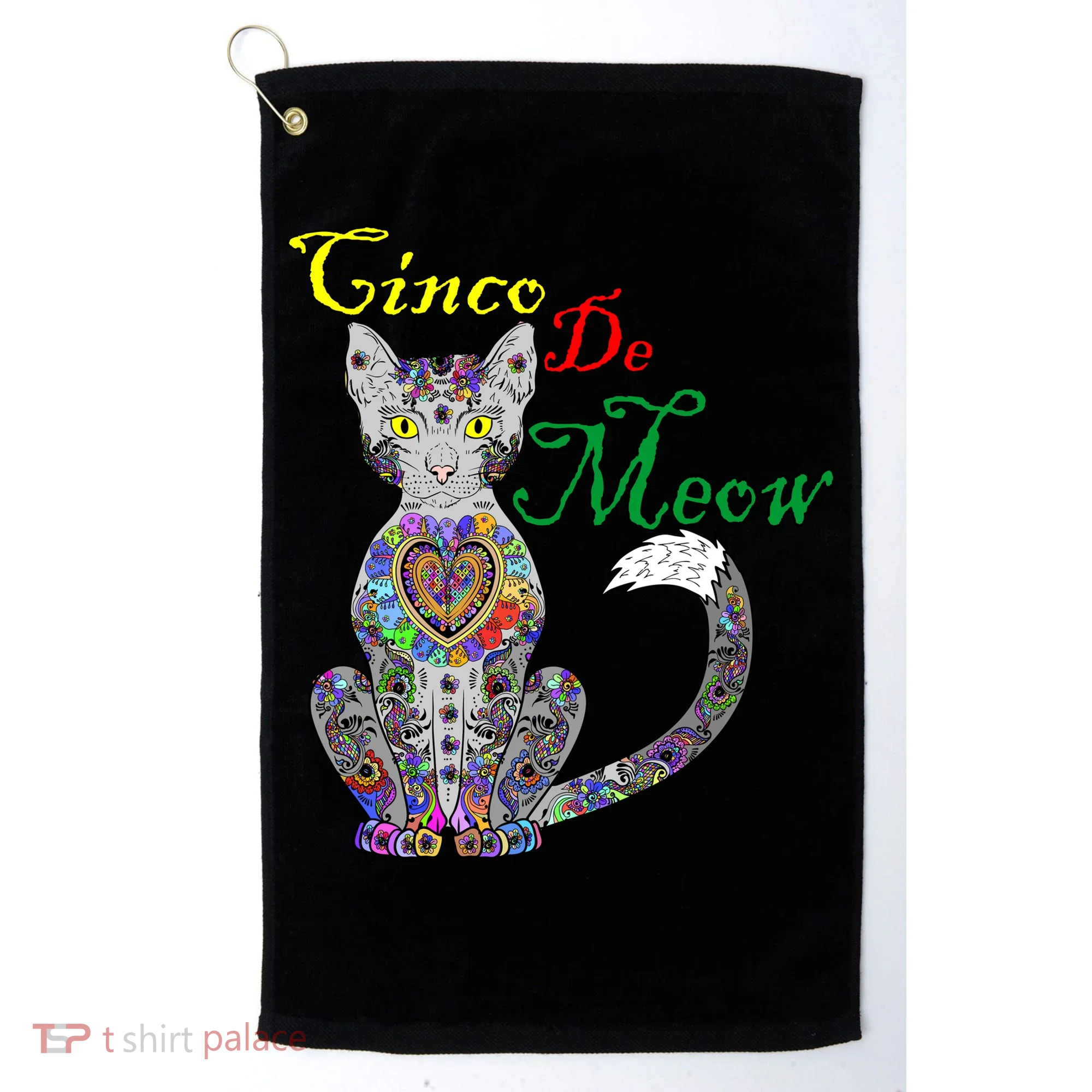 Cinco De Meow Funny Mexican Cat Golf Towel