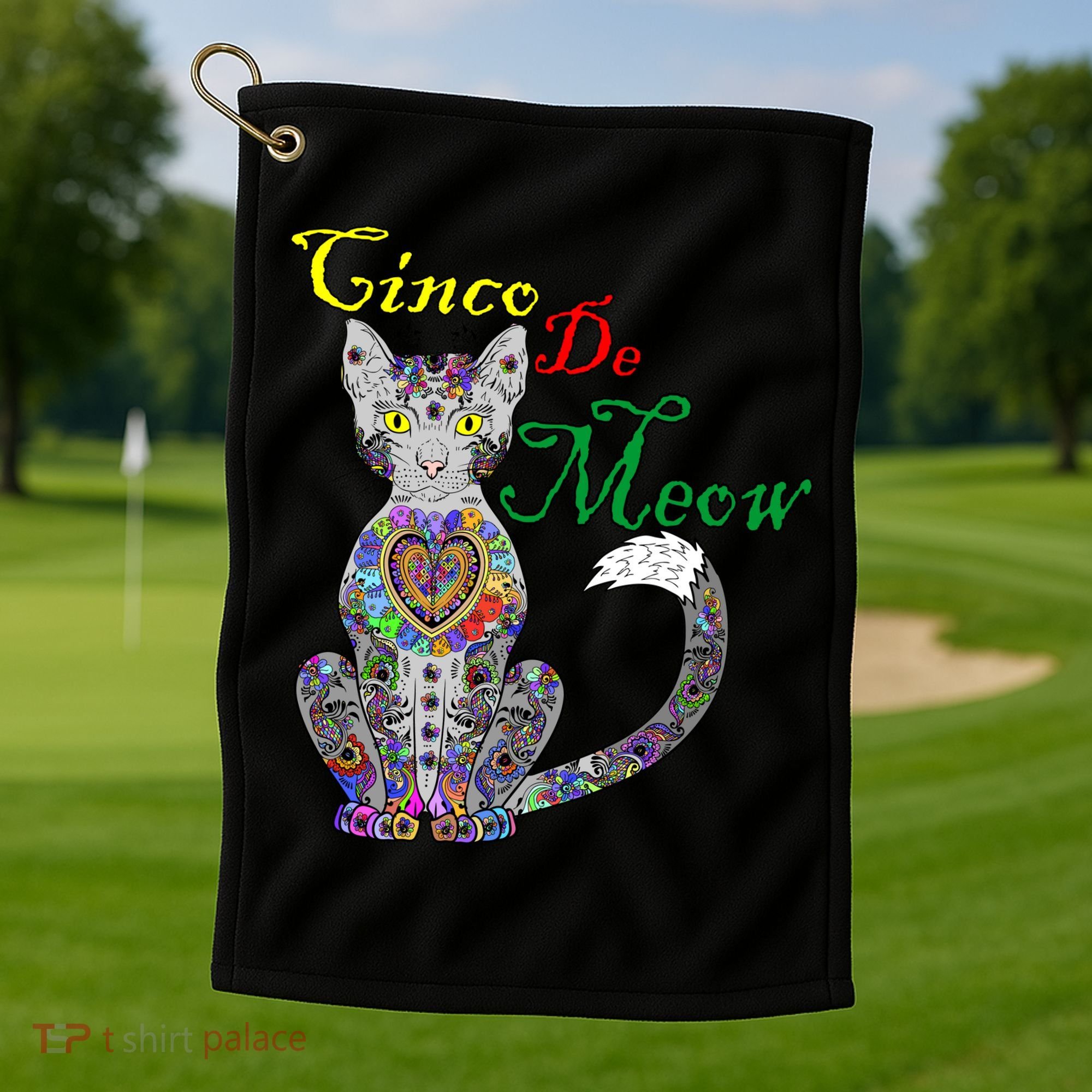 Cinco De Meow Funny Mexican Cat Golf Towel