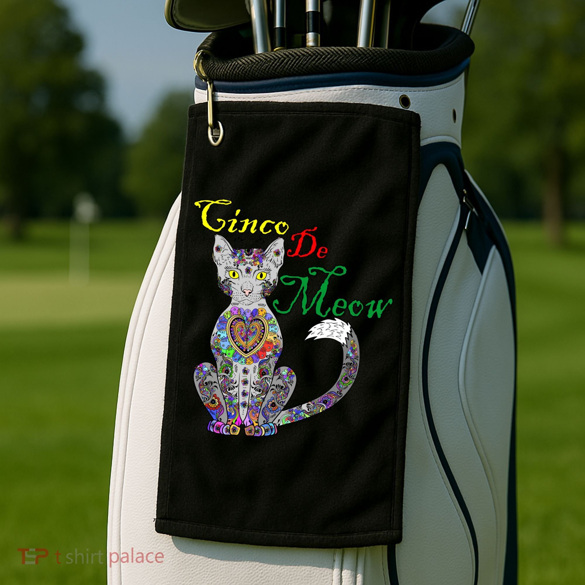 Cinco De Meow Funny Mexican Cat Golf Towel