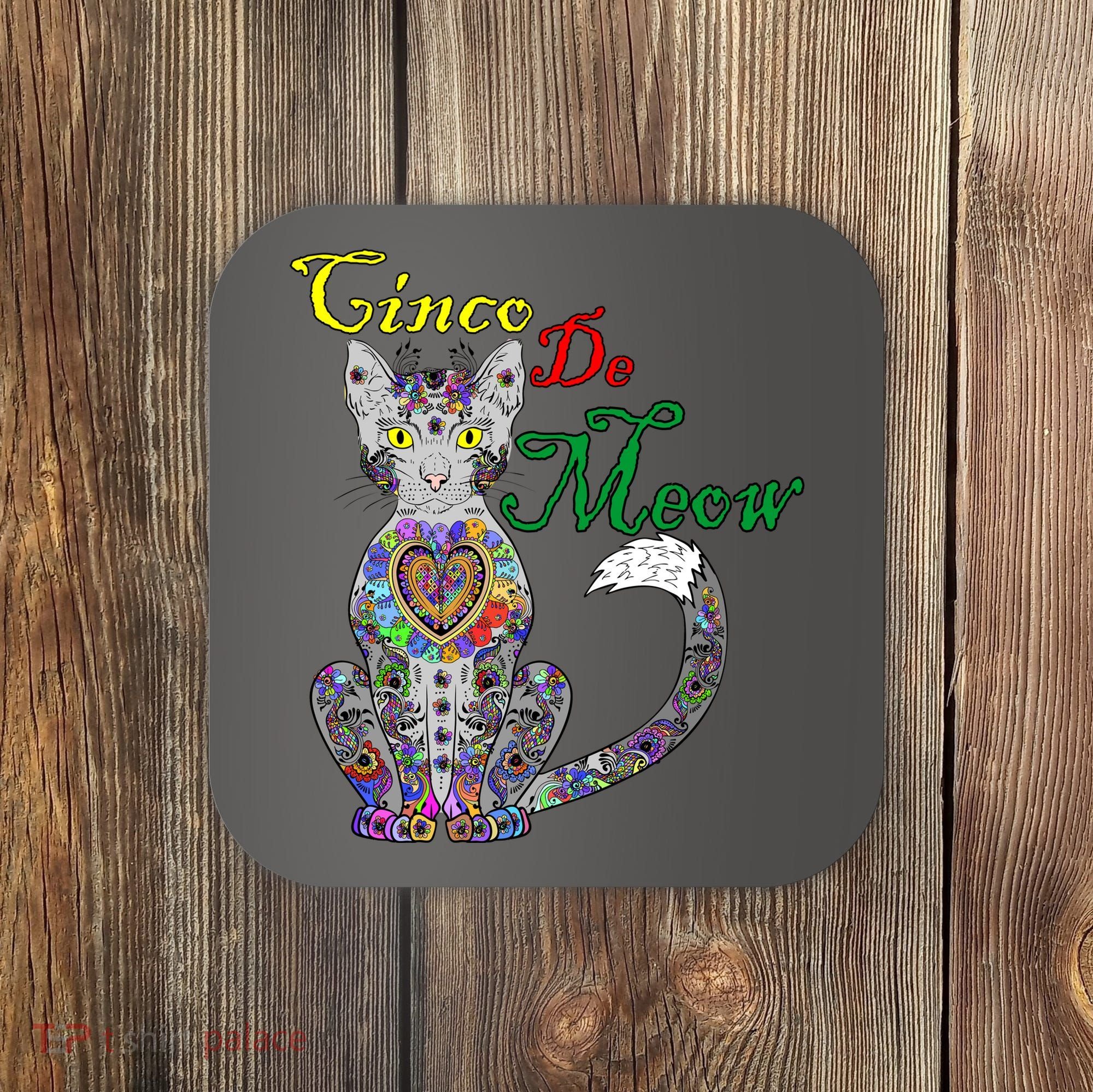 Cinco De Meow Funny Mexican Cat Coaster