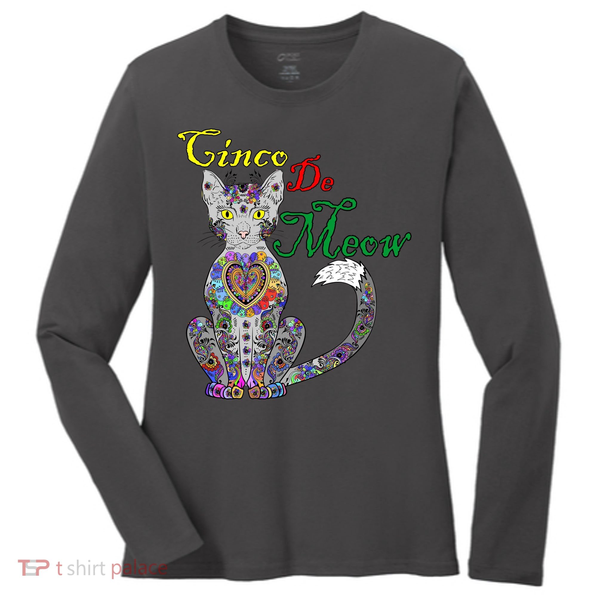 Cinco De Meow Funny Mexican Cat Women's Long Sleeve Shirt