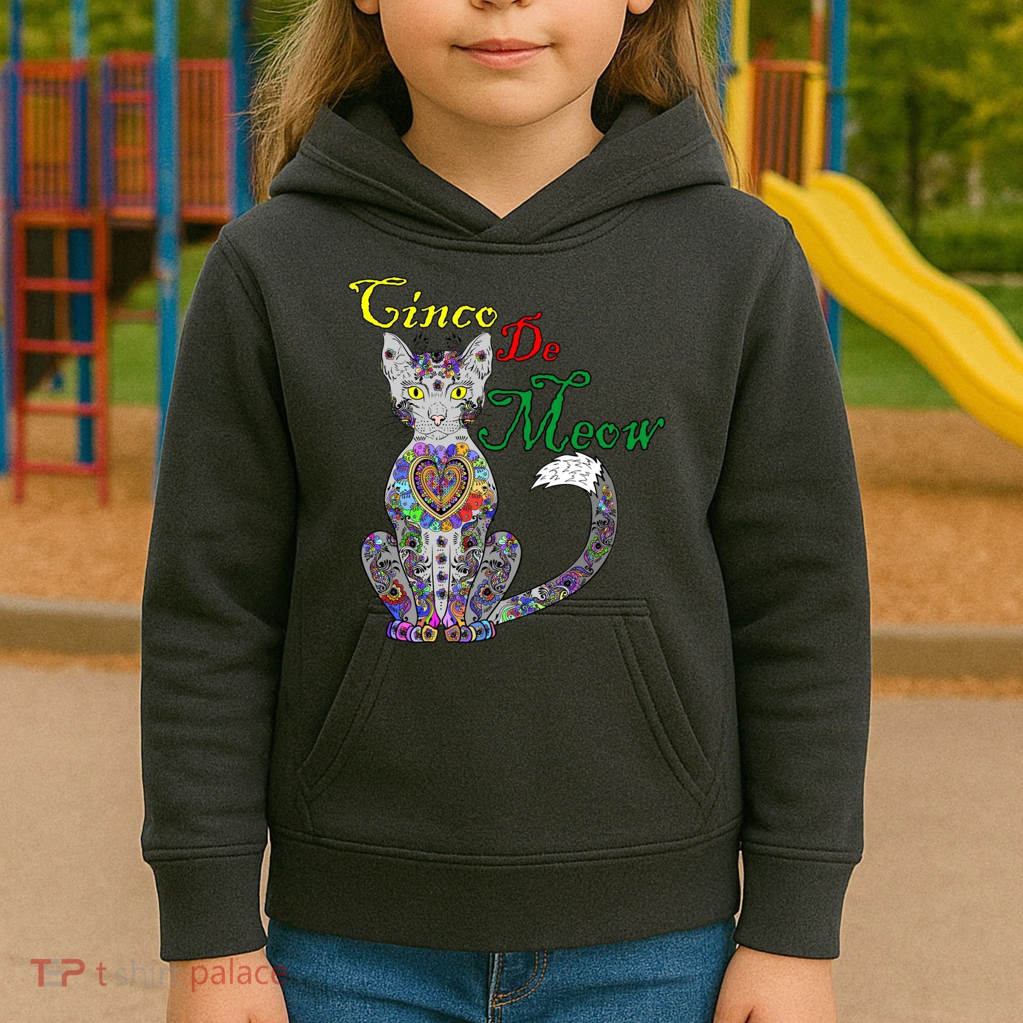 Cinco De Meow Funny Mexican Cat Kids Hoodie