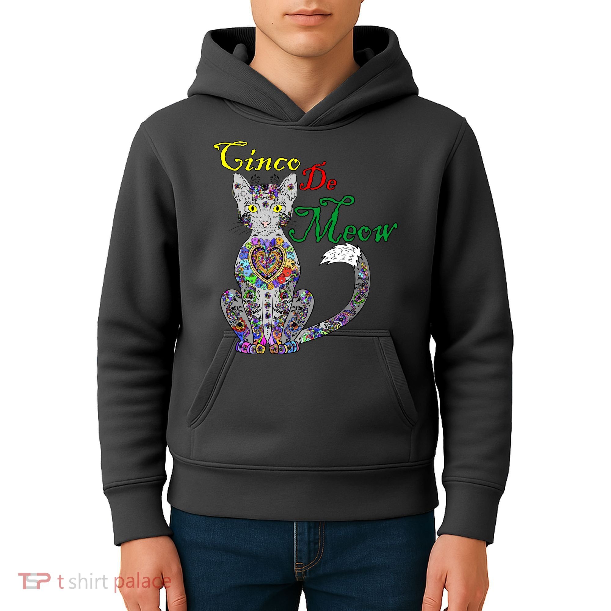 Cinco De Meow Funny Mexican Cat Kids Hoodie